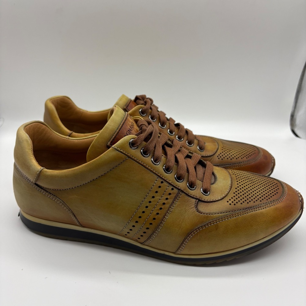 Magnanni 21725 Tan Cognac Leather Sneakers Made in Portugal Men's 7M